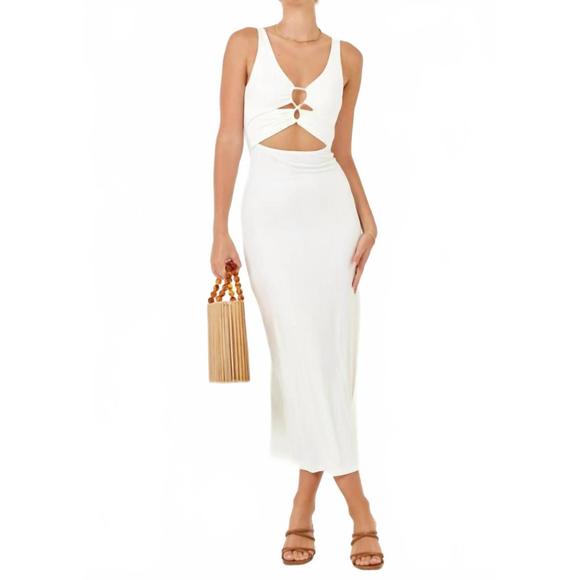 L*SPACE Dresses & Skirts - NEW L*SPACE camille front loop cutout midi dress in cream